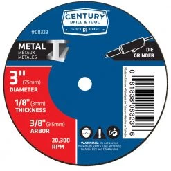 Century Metal Cutting Wheel 3 In. X 1/8 In. X 1/4 In.