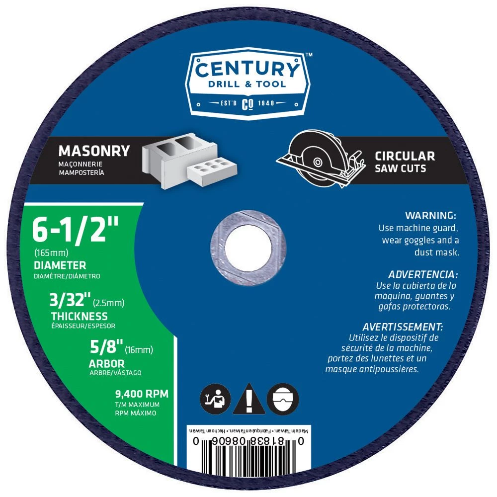 Century Abrasive Masonry Blade 6-1/2 In. X 3/32 In. 3 Century Abrasive Masonry Blade 6-1/2 In. X 3/32 In.