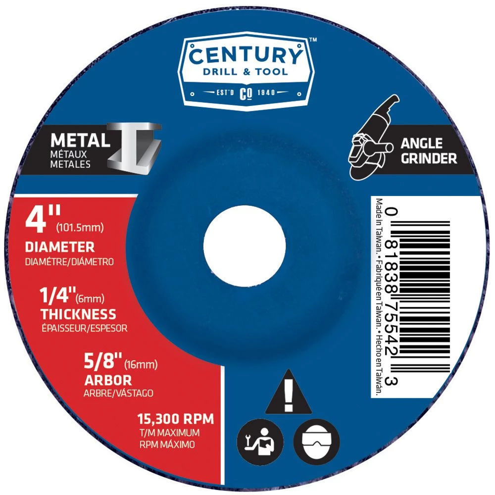 Century Metal Grinding Wheel 4 In. X 1/4 In. X 5/8 In. 3 Century Metal Grinding Wheel 4 In. X 1/4 In. X 5/8 In.
