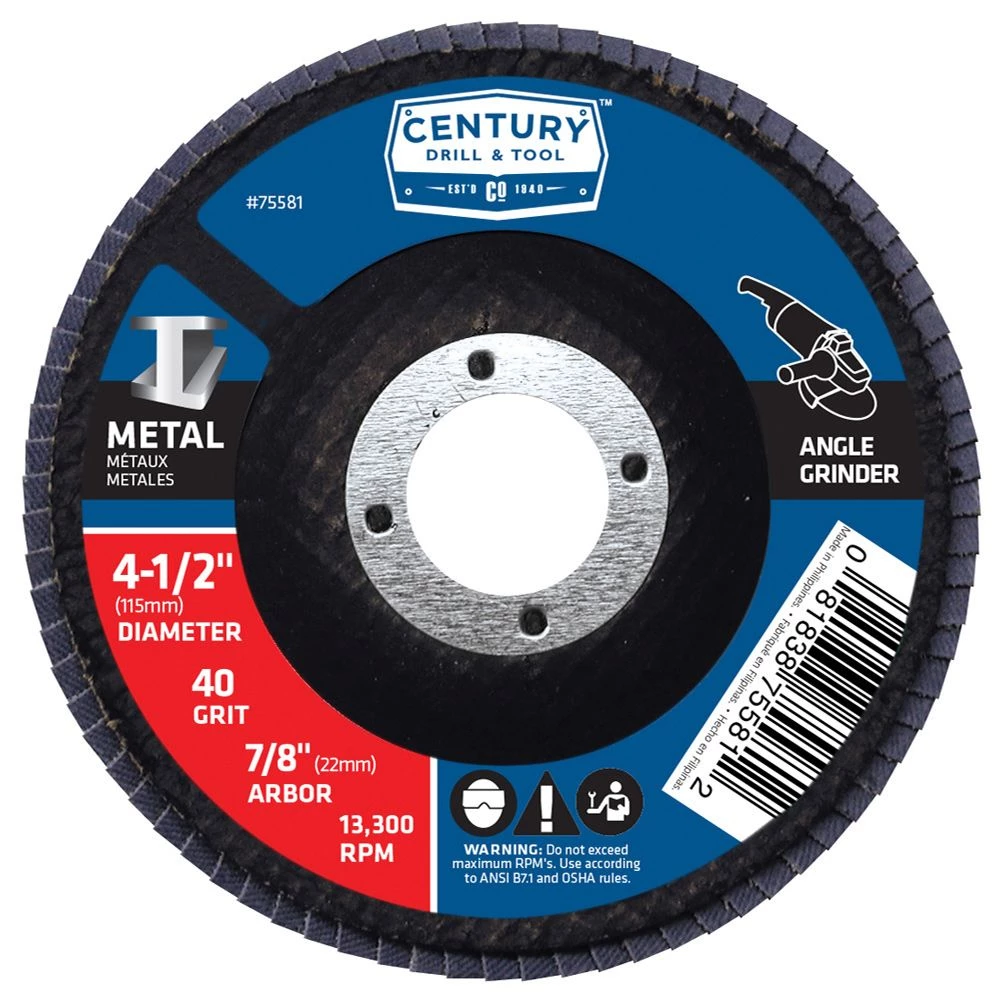 Century Zirconia Grit Flap Disc 4-1/2 In. - 40 Grit 3 Century Zirconia Grit Flap Disc 4-1/2 In. - 40 Grit