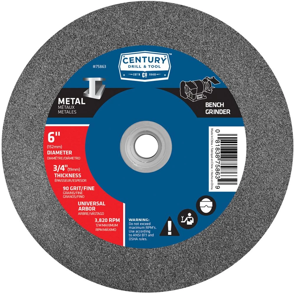 Century Metal Grinding Wheel 6 In. X 3/4 In. - 120 Grit 3 Century Metal Grinding Wheel 6 In. X 3/4 In. - 120 Grit