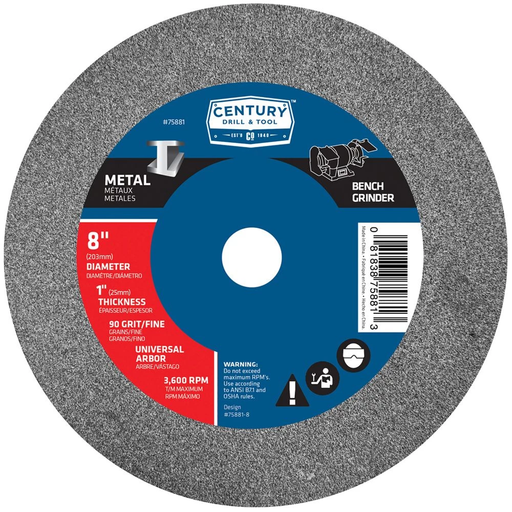 Century Metal Grinding Wheel 8 In. X 1 In. - 120 Grit 3 Century Metal Grinding Wheel 8 In. X 1 In. - 120 Grit