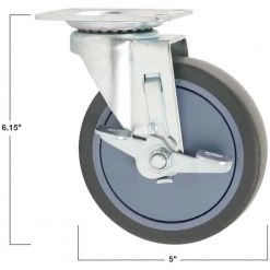 Titan Thermoplastic Rubber (TPR) 5 In. Swivel Top Plate Caster With Brake -Outlet Sika Tools Sotre 7295922 2