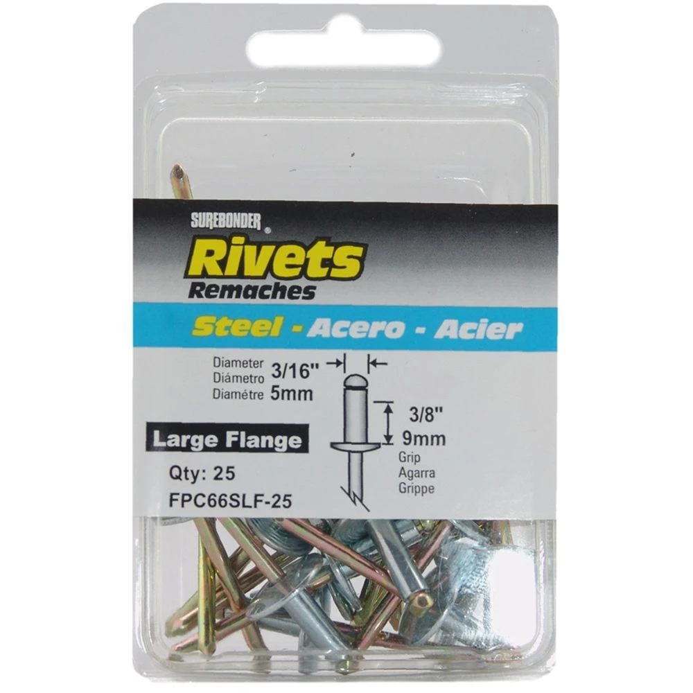Surebonder Large Flange Steel Rivets 3/16 In. 3 Surebonder Large Flange Steel Rivets 3/16 In.