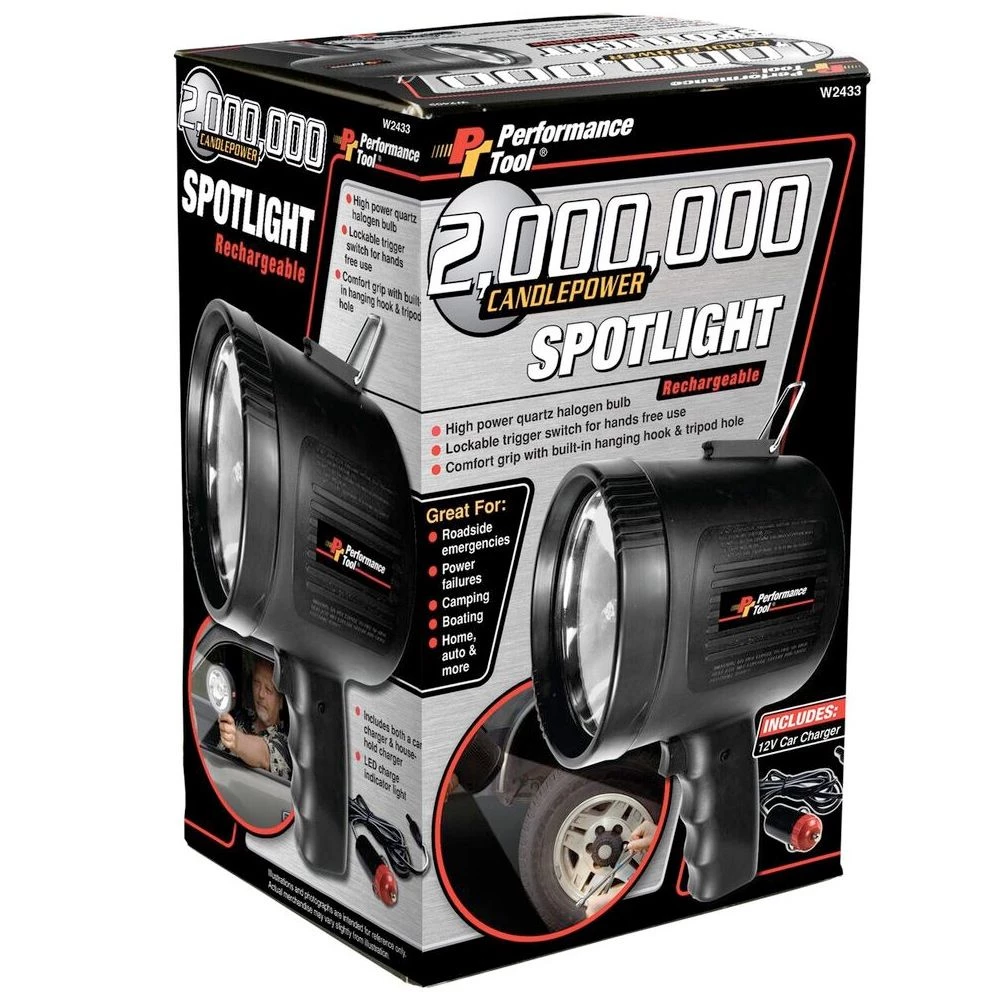 Performance Tool 2M Candlepower Rechargeable Spotlight 4 Performance Tool 2M Candlepower Rechargeable Spotlight - Image 2