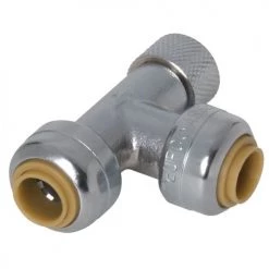 Sharkbite Compression Stop Valve Tee Adaptor Lead Free 1/4 In. (3/8 In. OD) X 1/4 In. (3/8 In. OD) X 3/8 In.