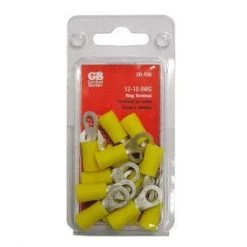 Gardner Bender Ring Terminal, 12-10AWG, 8-10 Stud, Yellow; 14pcs/Clam, 10Clams/Master