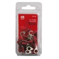 Gardner Bender Ring Terminal, 22-16AWG 8-10 Stud; 22pcs/Clam, 10Clams/Master