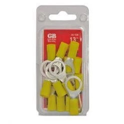 Gardner Bender Ring Terminal, 12-10AWG, 1/4 - 3/8 Stud, Yellow; 13pcs/Clam, 10Clams/Master
