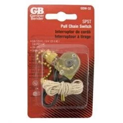 Gardner Bender Brass Pull Switch, SPST 6A 125 VAC, O/F ; 1/Cd, 5Cds/Master
